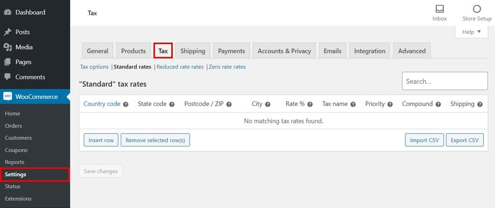 WooCommerce Set up Taxes