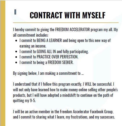 Freedom Accelerator Review  - Contract to Self