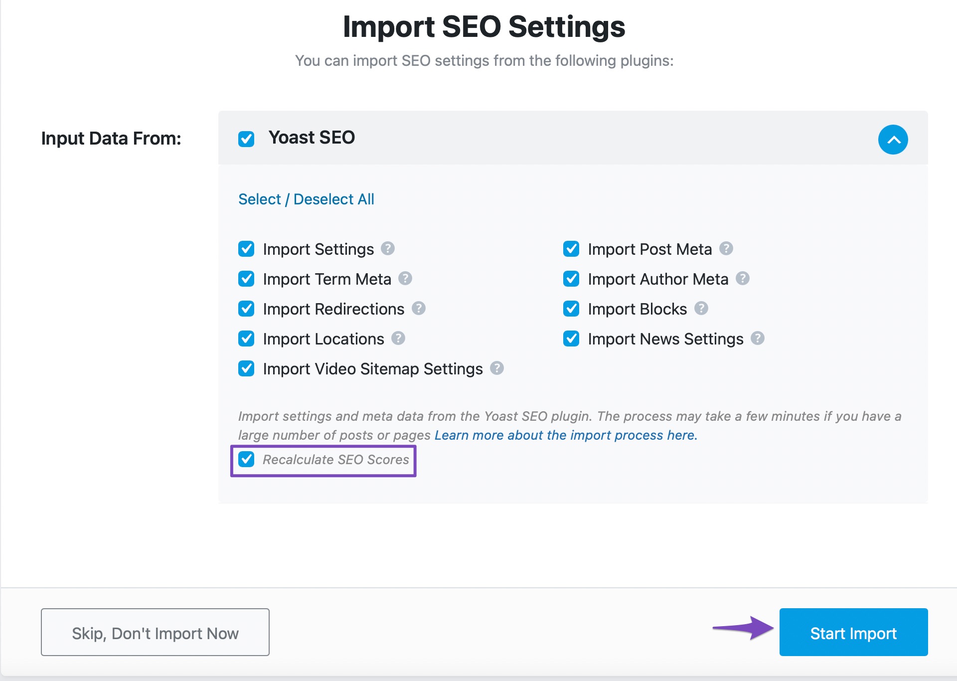 Importing Settings From Yoast