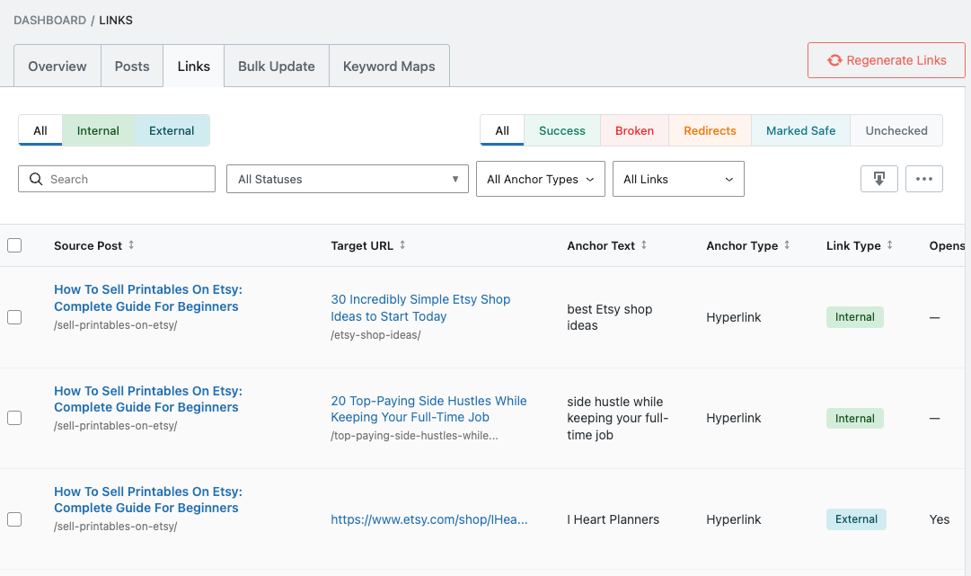 Rankmath Link Genius Cntralised Dashhboard