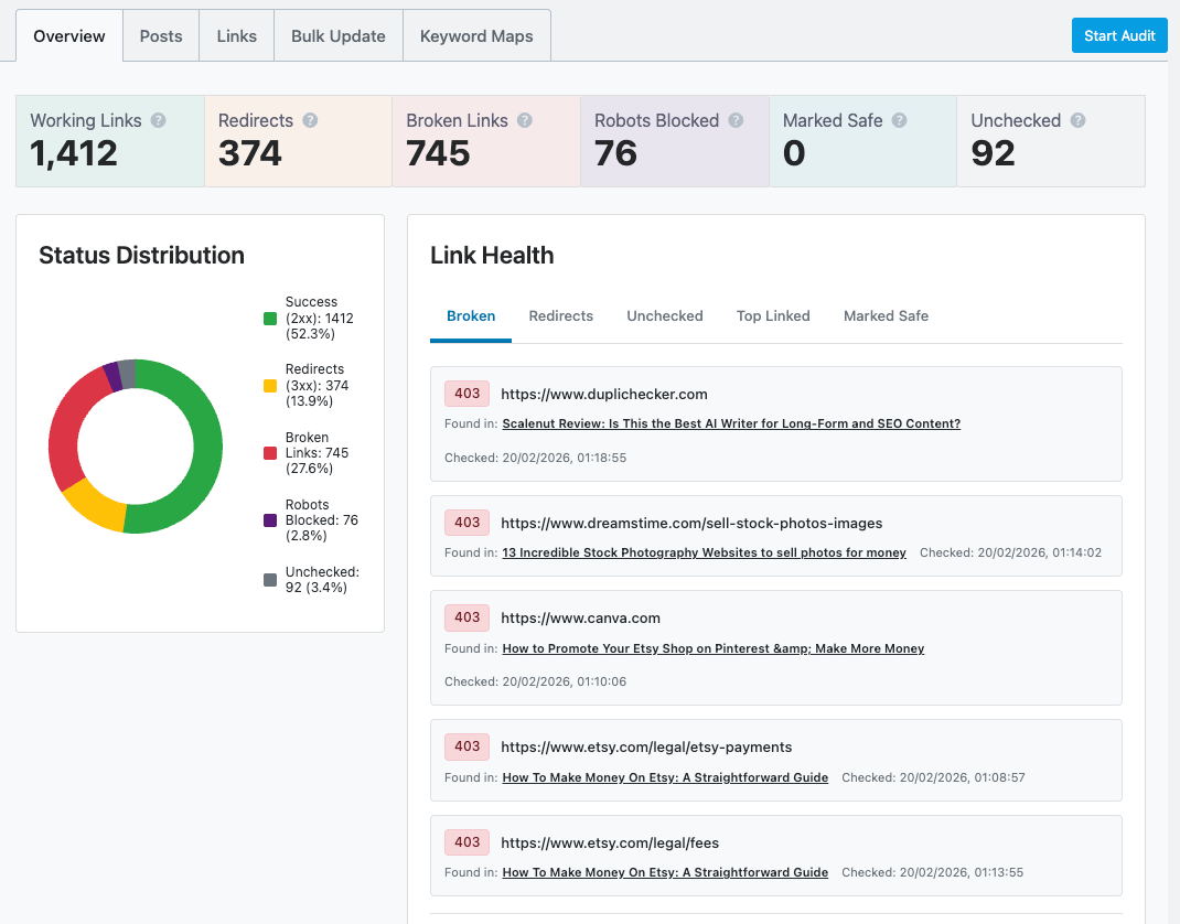 Rankmath Ai Link Genius Review - Health Audits