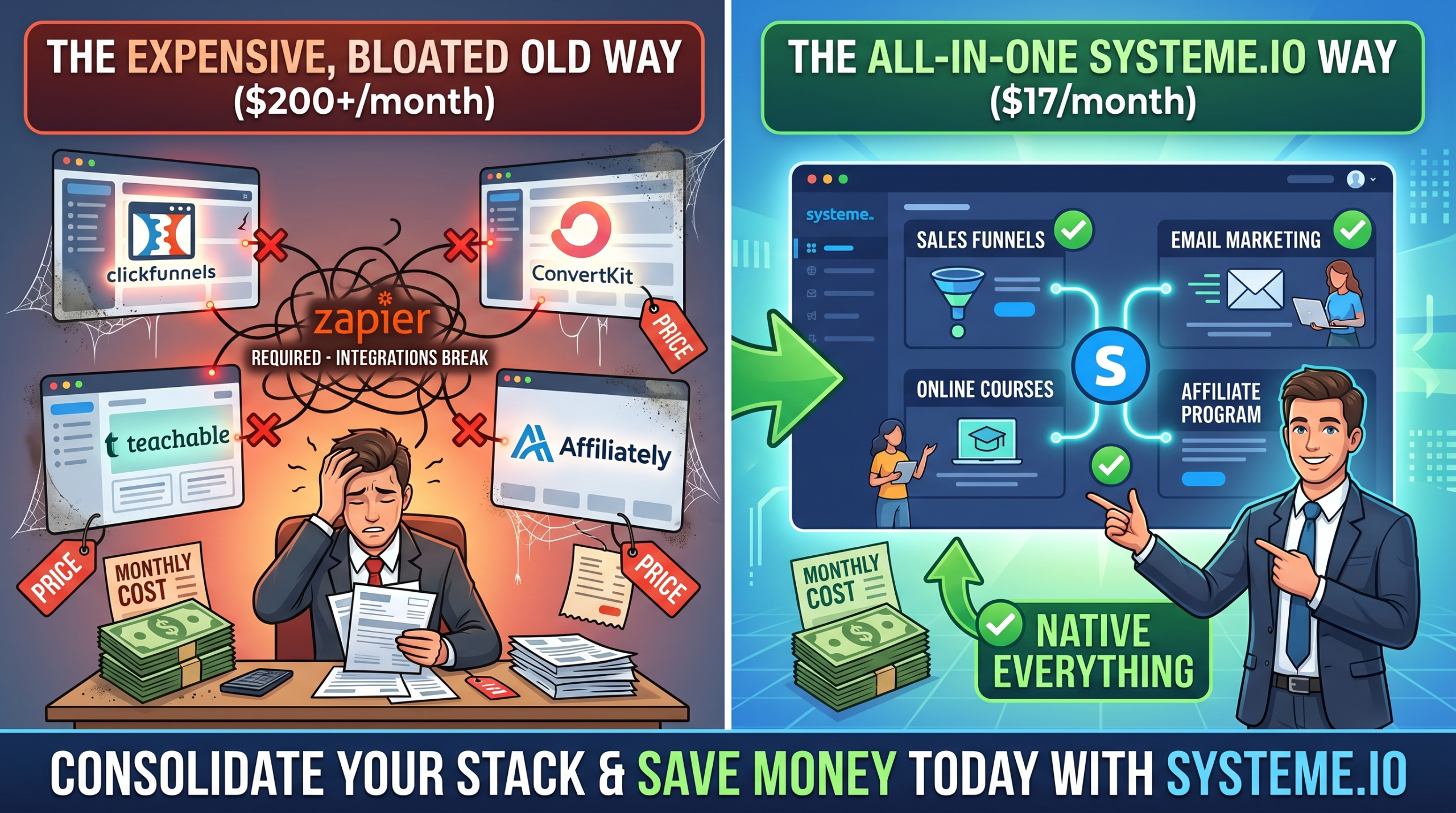 Systemeio Review-Digital product seller-consolidating a bloated tool stack