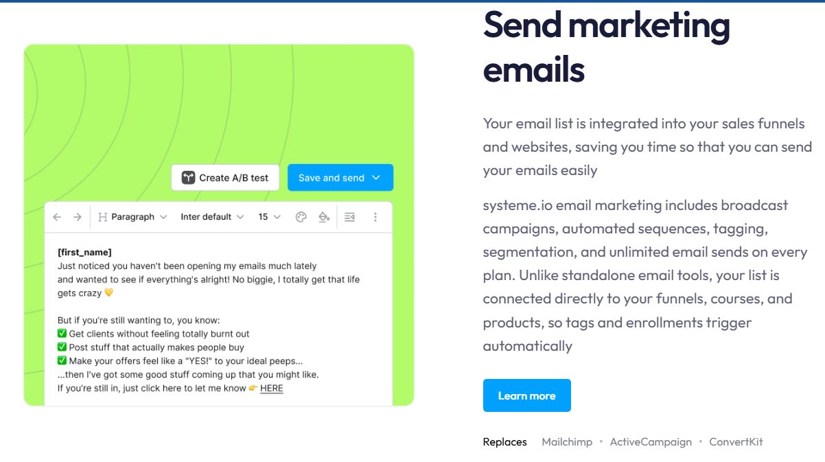 SystemeioReview-Send-Marketing Emails